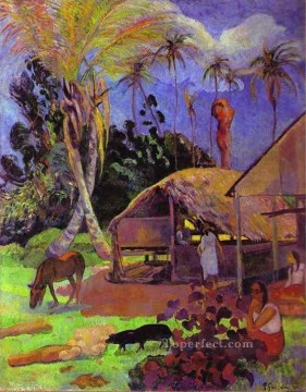 monochrome black white Painting - Black Pigs Post Impressionism Primitivism Paul Gauguin